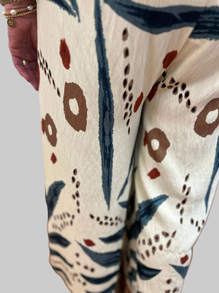 Boho Smocked Waist Wide Leg Pants - All About Me Boutique