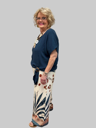 Boho Smocked Waist Wide Leg Pants - All About Me Boutique