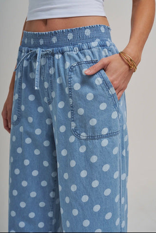 Bon Relaxed Chambray Polka Dot Pant - All About Me Boutique