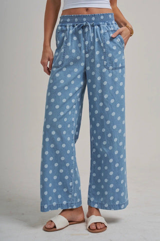 Bon Relaxed Chambray Polka Dot Pant - All About Me Boutique