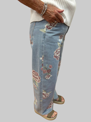 Bon Vintage Floral Mid Rise Jeans - All About Me Boutique