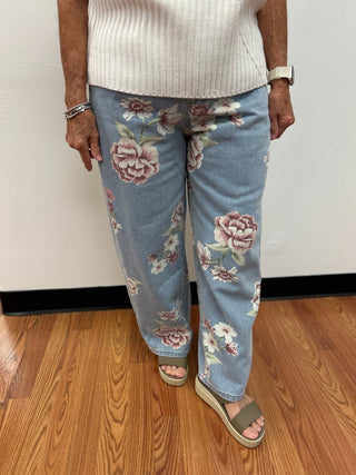 Bon Vintage Floral Mid Rise Jeans - All About Me Boutique