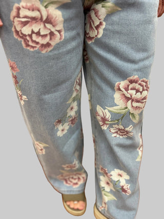 Bon Vintage Floral Mid Rise Jeans - All About Me Boutique