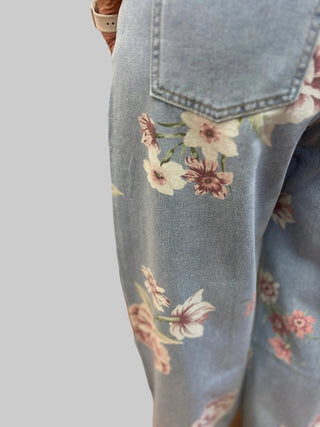 Bon Vintage Floral Mid Rise Jeans - All About Me Boutique
