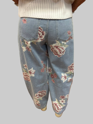 Bon Vintage Floral Mid Rise Jeans - All About Me Boutique