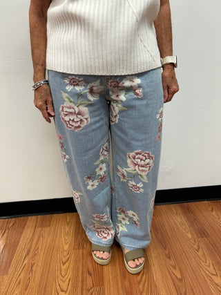 Bon Vintage Floral Mid Rise Jeans - All About Me Boutique