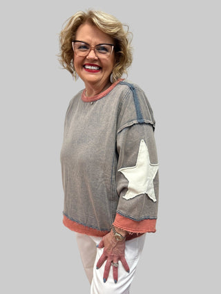 Bon Vintage Mineral Wash Pullover Top - All About Me Boutique