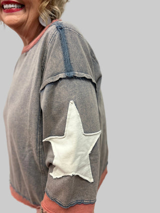 Bon Vintage Mineral Wash Pullover Top - All About Me Boutique