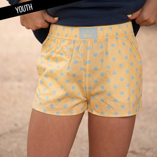 Lulu Mac Girls Butter/Light Blue Polka Dot Short