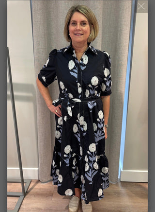 Button Down Poplin Floral Dress - All About Me Boutique