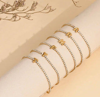 Cape Diablo Mini Crystals Initial Bracelets - All About Me Boutique