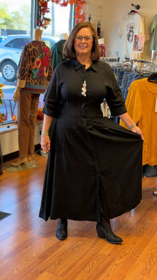 CeCe Puff Sleeve Midi Dress - All About Me Boutique