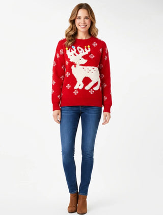 Christmas 3D Reindeer Knit Sweater - All About Me Boutique