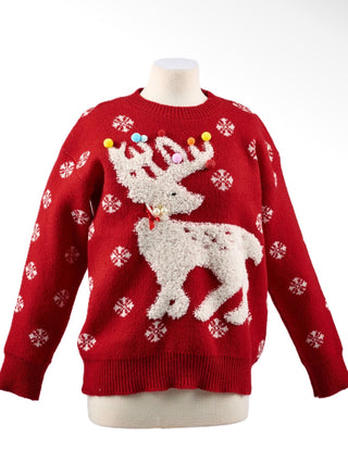 Christmas 3D Reindeer Knit Sweater - All About Me Boutique