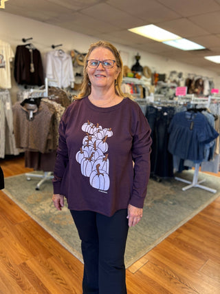 Cozy Harvest Stacked Pumpkin Sweatshirt - All About Me Boutique