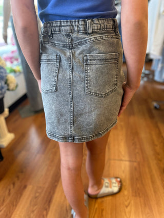 Creami Girls Blinged Black Denim Skirt - All About Me Boutique