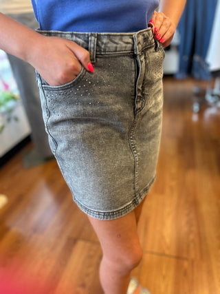 Creami Girls Blinged Black Denim Skirt - All About Me Boutique