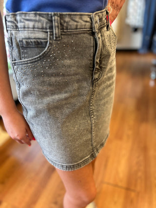 Creami Girls Blinged Black Denim Skirt - All About Me Boutique