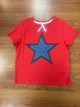 Denim Star Appliqué Tee by Sweet Soul - All About Me Boutique