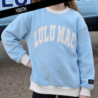 Lulu Mac Girls Color Block Light Blue/White - Stitch Sweatshirt