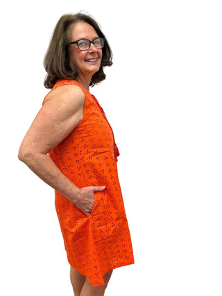 Echo Sleeveless Cotton Eyelet Dress with Tassel Tie - All About Me Boutique