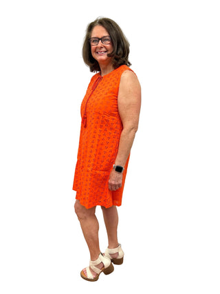 Echo Sleeveless Cotton Eyelet Dress with Tassel Tie - All About Me Boutique