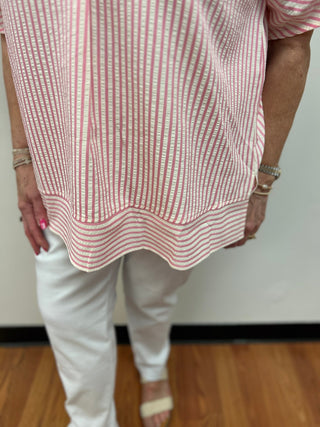 Ella Classic Stripe V-Neck Blouse - All About Me Boutique