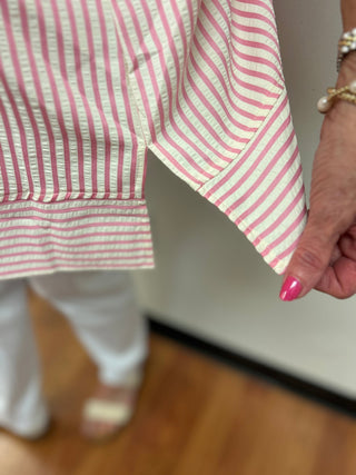 Ella Classic Stripe V-Neck Blouse - All About Me Boutique