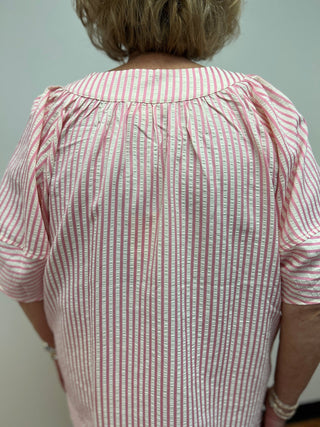 Ella Classic Stripe V-Neck Blouse - All About Me Boutique