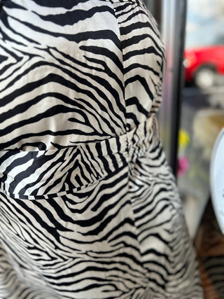 Emma & Michelle Satin Zebra Button Front Dress - All About Me Boutique