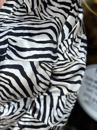 Emma & Michelle Satin Zebra Button Front Dress - All About Me Boutique