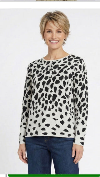 Ethyl Modern Elegance Animal Print Pullover – Silk & Wool Blend - All About Me Boutique