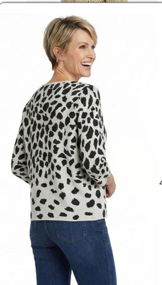 Ethyl Modern Elegance Animal Print Pullover – Silk & Wool Blend - All About Me Boutique