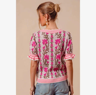 Floral Short Sleeve Cardigan by So Me - All About Me Boutique