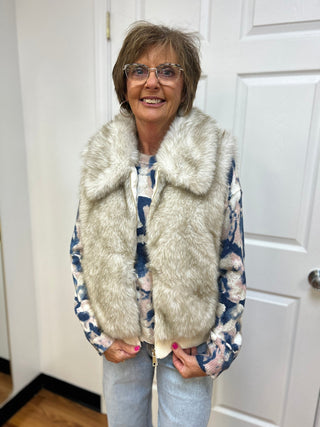 Fur Bomber Zip Up Vest by Kaleidoscope - All About Me Boutique