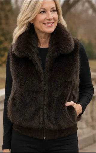 Fur Bomber Zip Up Vest by Kaleidoscope - All About Me Boutique