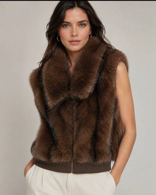Fur Bomber Zip Up Vest by Kaleidoscope - All About Me Boutique