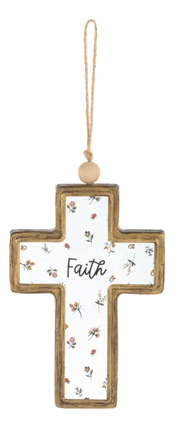 Ganz Floral Cross Hanging Ornament – Faith, Hope, & Love Collection - All About Me Boutique
