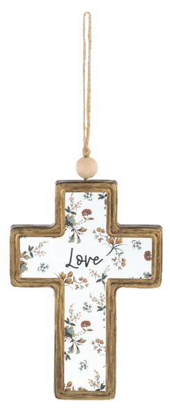 Ganz Floral Cross Hanging Ornament – Faith, Hope, & Love Collection - All About Me Boutique