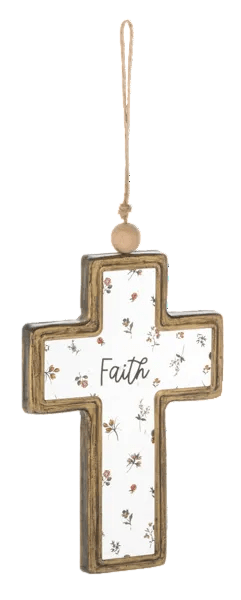 Ganz Floral Cross Hanging Ornament – Faith, Hope, & Love Collection - All About Me Boutique