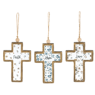 Ganz Floral Cross Hanging Ornament – Faith, Hope, & Love Collection - All About Me Boutique