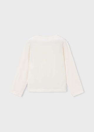 Mayoral Girls’ Chic Doll Graphic Long Sleeve T-Shirt with Oversized Bow