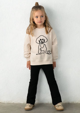 Mayoral Girls Poodle Embroidered Long Sleeve Tee with Rhinestone Detail