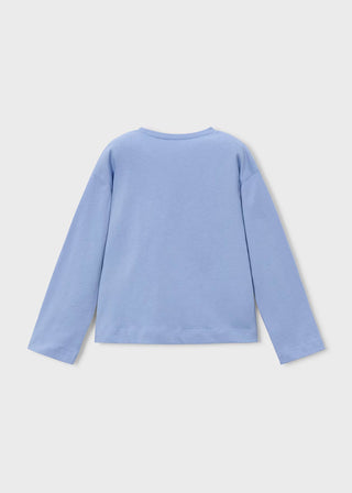 Mayoral Girls Long Sleeve Cotton-Poly Tee – Blue Tulip Applique