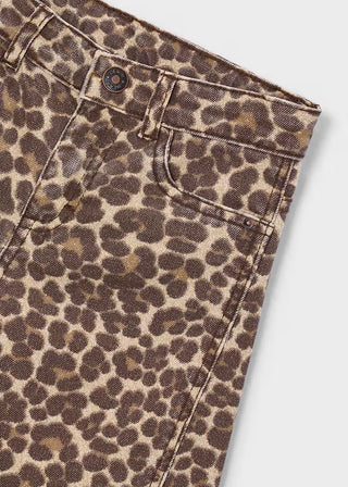 Mayoral Girls' Leopard Print Wide-Leg Cotton Twill Pants