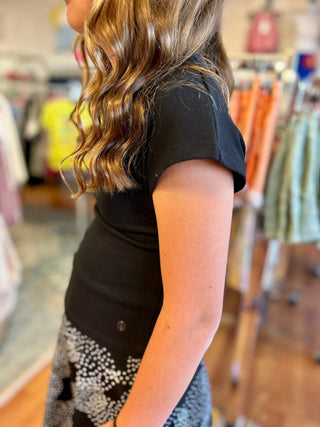 Girls Black Rib Knit Updated Tee by Mayoral - All About Me Boutique