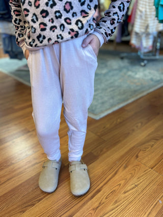 Girls' Cozy Blush Pink Ribbed Joggers with Pockets - All About Me Boutique