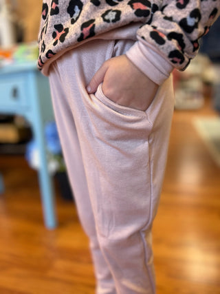 Girls' Cozy Blush Pink Ribbed Joggers with Pockets - All About Me Boutique