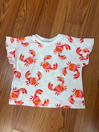 Girls Crab Printed Flutter Sleeve Tee by Mayoral - All About Me Boutique