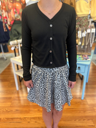 Girls' Essential Black Ribbed Button-Down Cardigan - All About Me Boutique